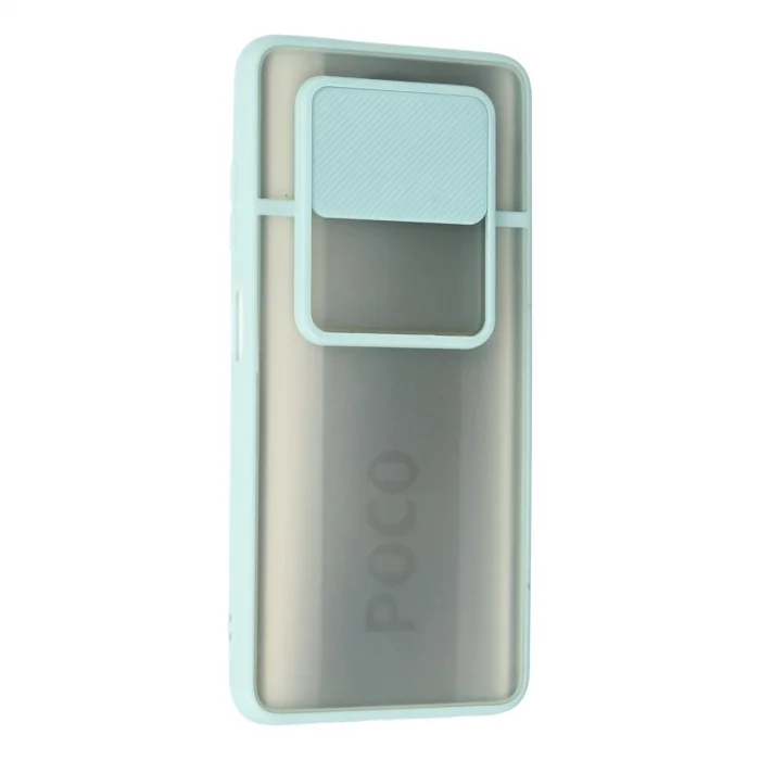 BUĞZ Xiaomi Pocophone X3 Kılıf Palm Buzlu Kamera Sürgülü Silikon - Turkuaz
