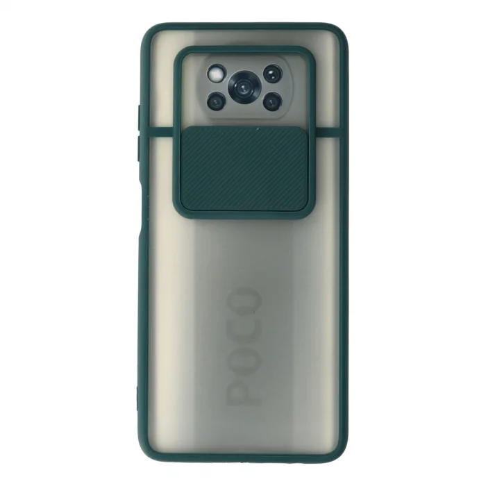 BUĞZ Xiaomi Pocophone X3 Kılıf Palm Buzlu Kamera Sürgülü Silikon - Yeşil