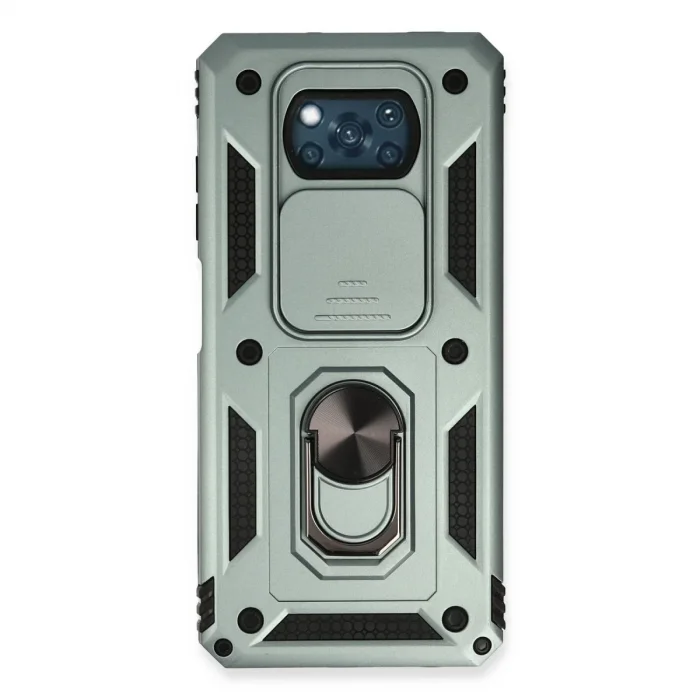 BUĞZ Xiaomi Pocophone X3 Kılıf Pars Lens Yüzüklü Silikon - Yeşil