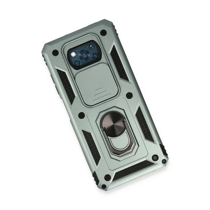 BUĞZ Xiaomi Pocophone X3 Kılıf Pars Lens Yüzüklü Silikon - Yeşil