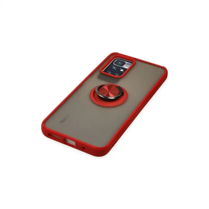 BUĞZ Xiaomi Redmi 10 2022 Kılıf Montreal Yüzüklü Silikon Kapak - Kırmızı