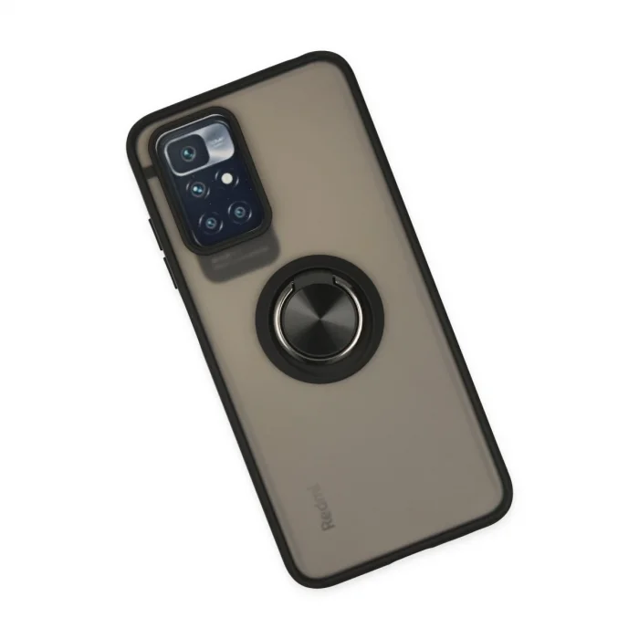 BUĞZ Xiaomi Redmi 10 2022 Kılıf Montreal Yüzüklü Silikon Kapak - Siyah