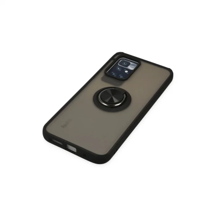 BUĞZ Xiaomi Redmi 10 2022 Kılıf Montreal Yüzüklü Silikon Kapak - Siyah