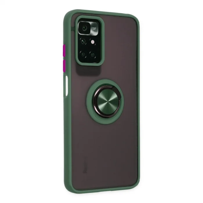 BUĞZ Xiaomi Redmi 10 2022 Kılıf Montreal Yüzüklü Silikon Kapak - Yeşil