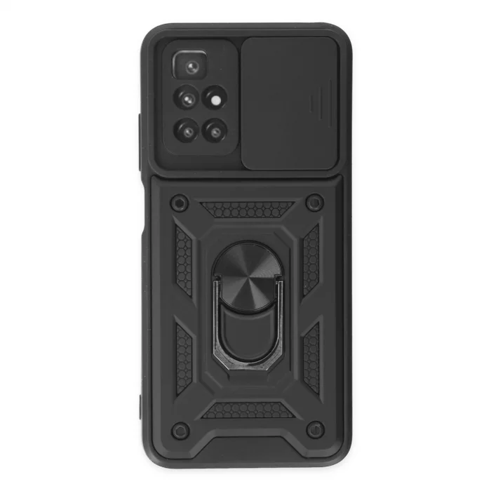 BUĞZ Xiaomi Redmi 10 2022 Kılıf Pars Lens Yüzüklü Silikon - Siyah