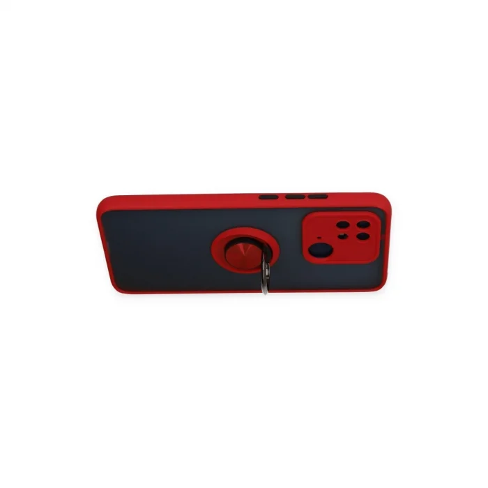 BUĞZ Xiaomi Redmi 10c Kılıf Montreal Yüzüklü Silikon Kapak - Kırmızı