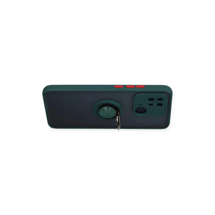 BUĞZ Xiaomi Redmi 10c Kılıf Montreal Yüzüklü Silikon Kapak - Yeşil
