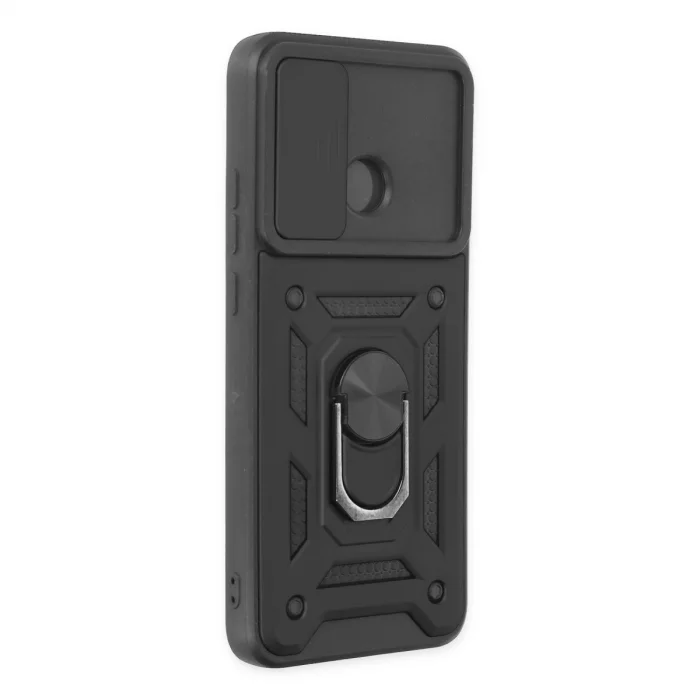 BUĞZ Xiaomi Redmi 10c Kılıf Pars Lens Yüzüklü Silikon - Siyah