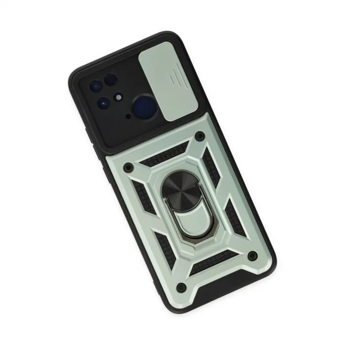 BUĞZ Xiaomi Redmi 10c Kılıf Pars Lens Yüzüklü Silikon - Yeşil