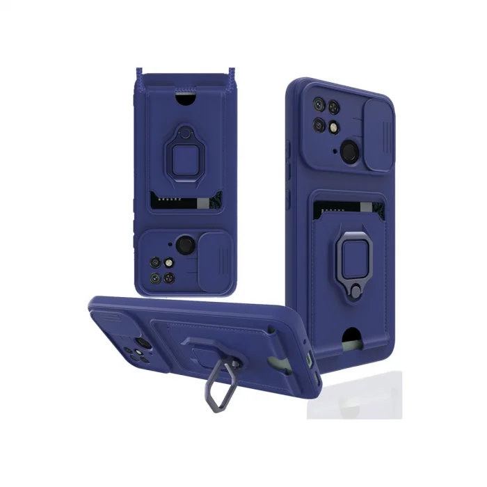 BUĞZ Xiaomi Redmi 10c Kılıf Zuma Kartvizitli Yüzüklü Silikon - Lacivert