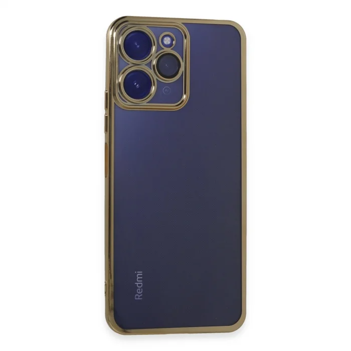BUĞZ Xiaomi Redmi 12 Kılıf Razer Lensli Silikon - Gold