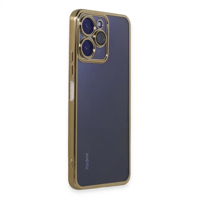 BUĞZ Xiaomi Redmi 12 Kılıf Razer Lensli Silikon - Gold