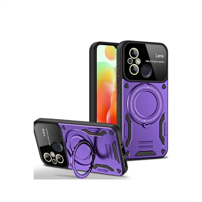 BUĞZ Xiaomi Redmi 12c Kılıf Joy Lens Standlı Kapak - Mor