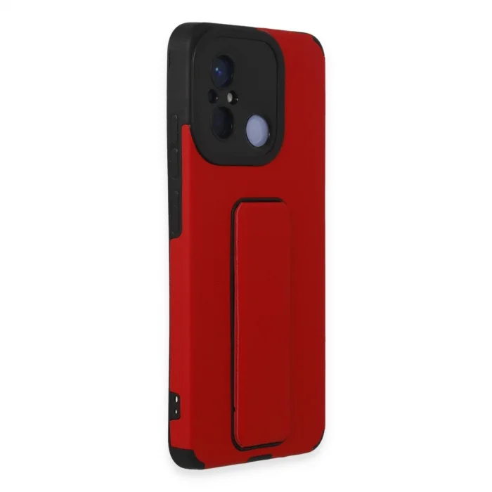 BUĞZ Xiaomi Redmi 12c Kılıf Mega Standlı Silikon - Kırmızı