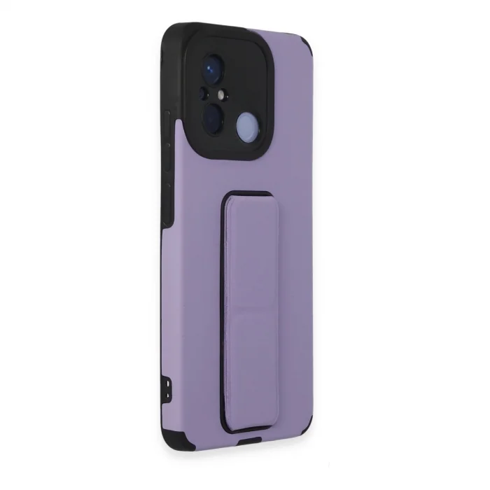BUĞZ Xiaomi Redmi 12c Kılıf Mega Standlı Silikon - Lila