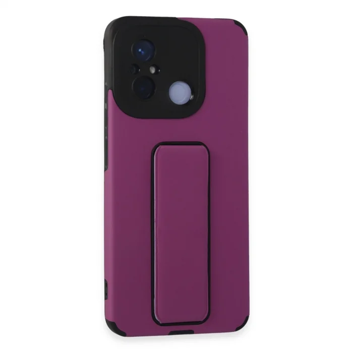BUĞZ Xiaomi Redmi 12c Kılıf Mega Standlı Silikon - Mor