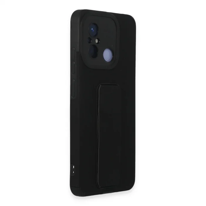 BUĞZ Xiaomi Redmi 12c Kılıf Mega Standlı Silikon - Siyah