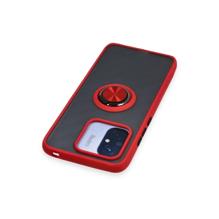 BUĞZ Xiaomi Redmi 12c Kılıf Montreal Yüzüklü Silikon Kapak - Kırmızı