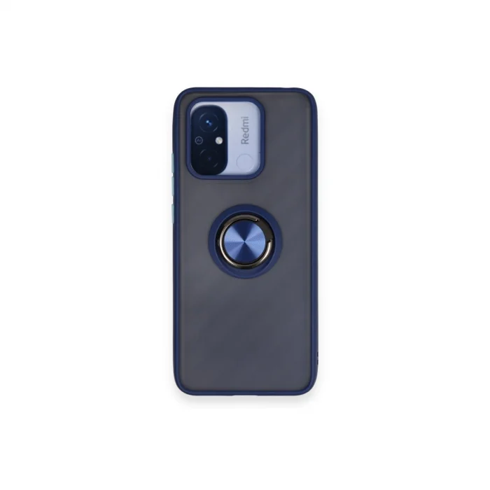 BUĞZ Xiaomi Redmi 12c Kılıf Montreal Yüzüklü Silikon Kapak - Lacivert