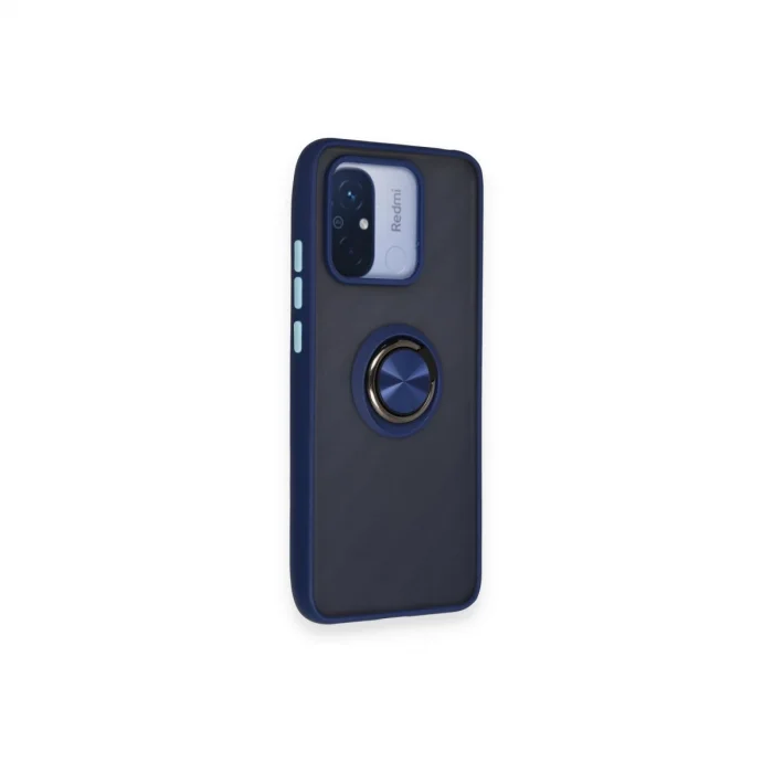 BUĞZ Xiaomi Redmi 12c Kılıf Montreal Yüzüklü Silikon Kapak - Lacivert