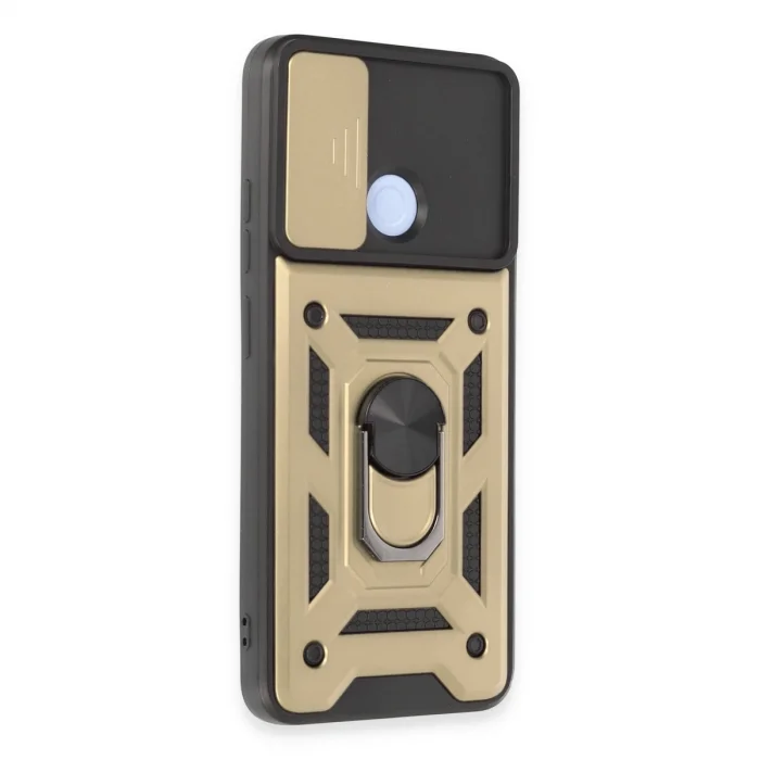 BUĞZ Xiaomi Redmi 12c Kılıf Pars Lens Yüzüklü Silikon - Gold