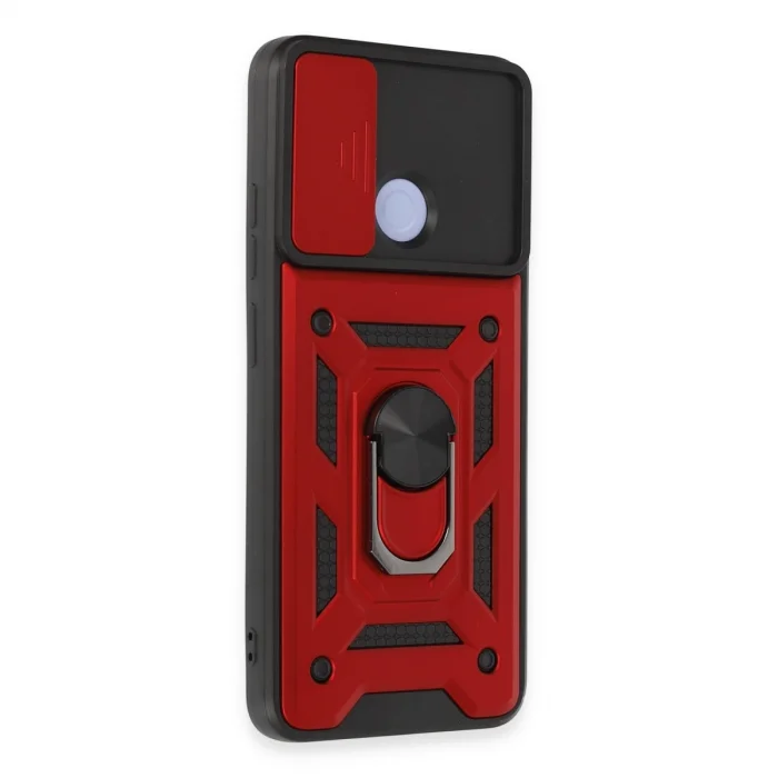 BUĞZ Xiaomi Redmi 12c Kılıf Pars Lens Yüzüklü Silikon - Kırmızı