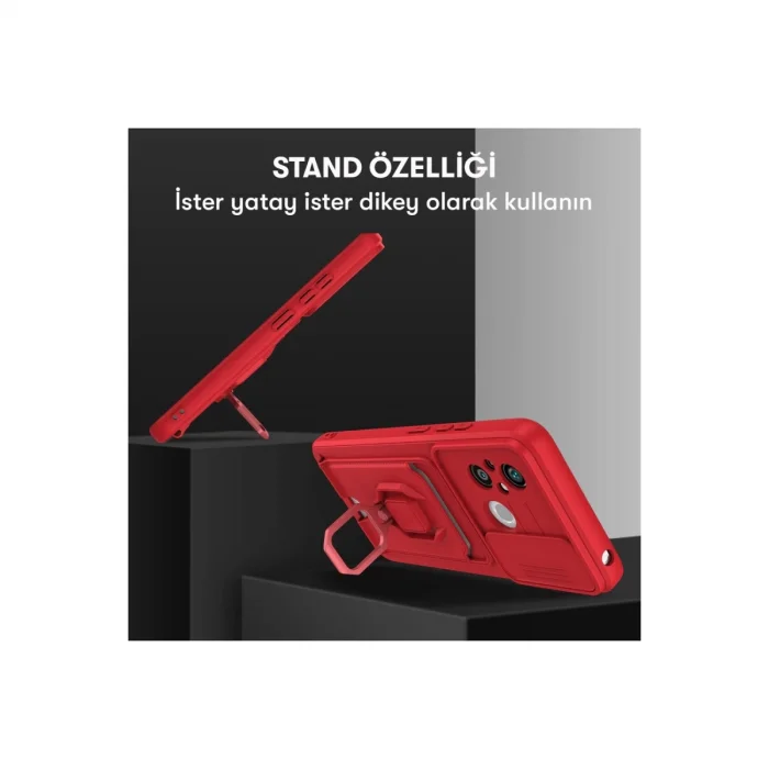 BUĞZ Xiaomi Redmi 12c Kılıf Zuma Kartvizitli Yüzüklü Silikon - Siyah