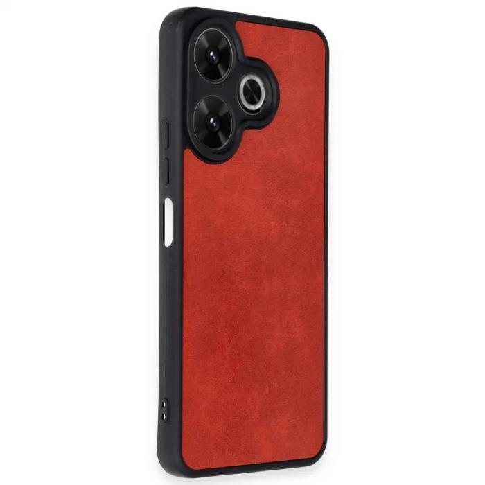BUĞZ Xiaomi Redmi 13 4g Kılıf Aras Deri Kapak - Kırmızı