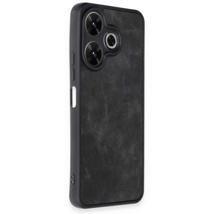 BUĞZ Xiaomi Redmi 13 4g Kılıf Aras Deri Kapak - Siyah