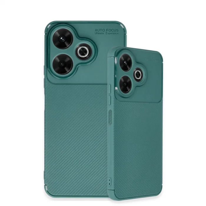 BUĞZ Xiaomi Redmi 13 4g Kılıf Auto Focus Karbon Kapak - Koyu Yeşil