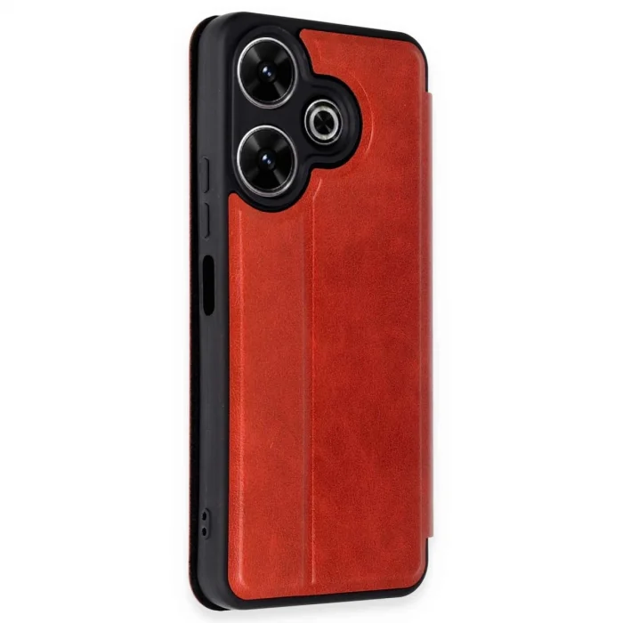 BUĞZ Xiaomi Redmi 13 4g Kılıf Flip Cover - Kırmızı