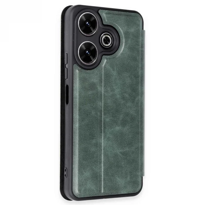 BUĞZ Xiaomi Redmi 13 4g Kılıf Flip Cover - Koyu Yeşil