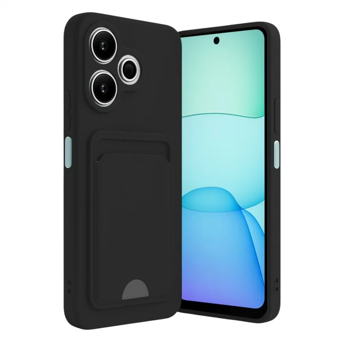 BUĞZ Xiaomi Redmi 13 4g Kılıf Kelvin Kartvizitli Silikon - Siyah