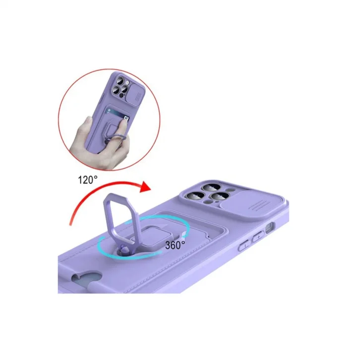 BUĞZ Xiaomi Redmi 13 4g Kılıf Zuma Kartvizitli Yüzüklü Silikon - Siyah