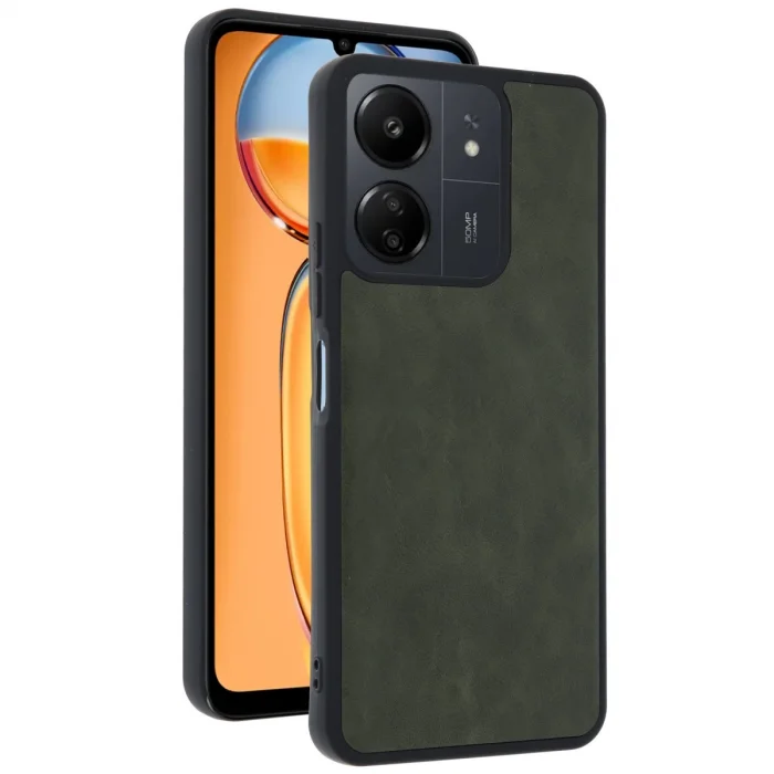 BUĞZ Xiaomi Redmi 13c Kılıf Aras Deri Kapak - Açık Yeşil