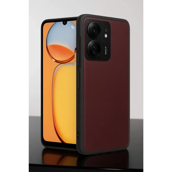 BUĞZ Xiaomi Redmi 13c Kılıf Aras Deri Kapak - Bordo