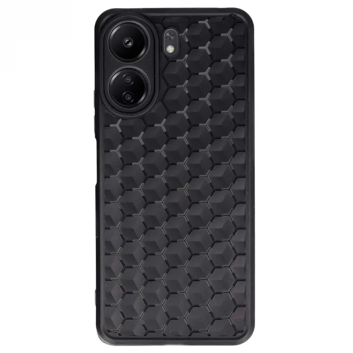 BUĞZ Xiaomi Redmi 13c Kılıf Petek Silikon Kapak - Siyah