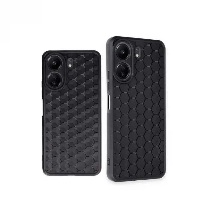 BUĞZ Xiaomi Redmi 13c Kılıf Petek Silikon Kapak - Siyah