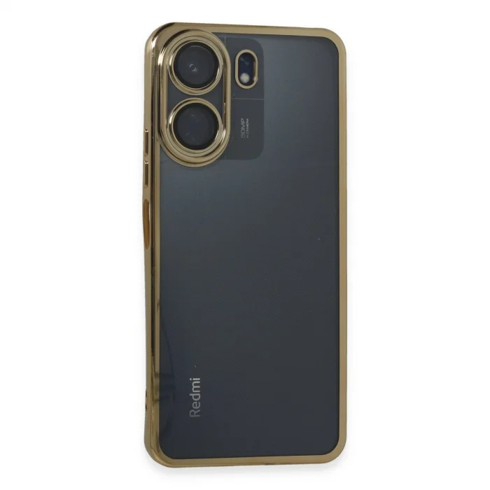 BUĞZ Xiaomi Redmi 13c Kılıf Razer Lensli Silikon - Gold