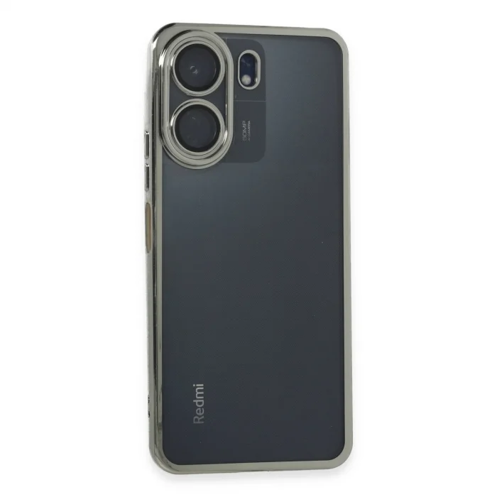 BUĞZ Xiaomi Redmi 13c Kılıf Razer Lensli Silikon - Gümüş