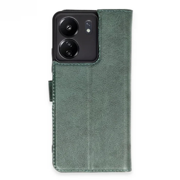 BUĞZ Xiaomi Redmi 13c Kılıf Trend S Plus Kapaklı Kılıf - Yeşil