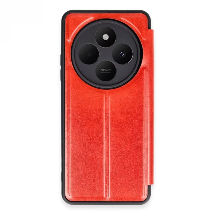 BUĞZ Xiaomi Redmi 14c Kılıf Flip Cover - Kırmızı