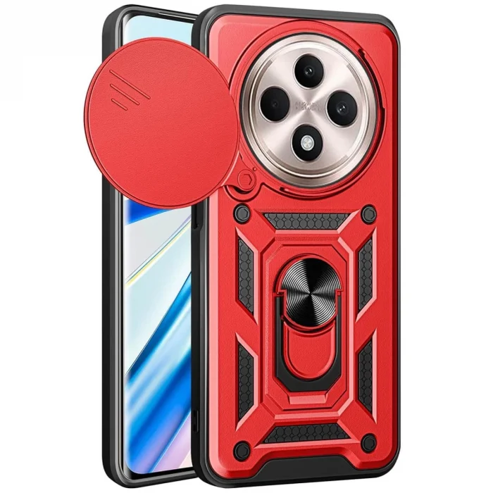 BUĞZ Xiaomi Redmi 14c Kılıf Pars Lens Yüzüklü Silikon - Kırmızı