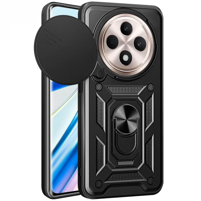 BUĞZ Xiaomi Redmi 14c Kılıf Pars Lens Yüzüklü Silikon - Siyah