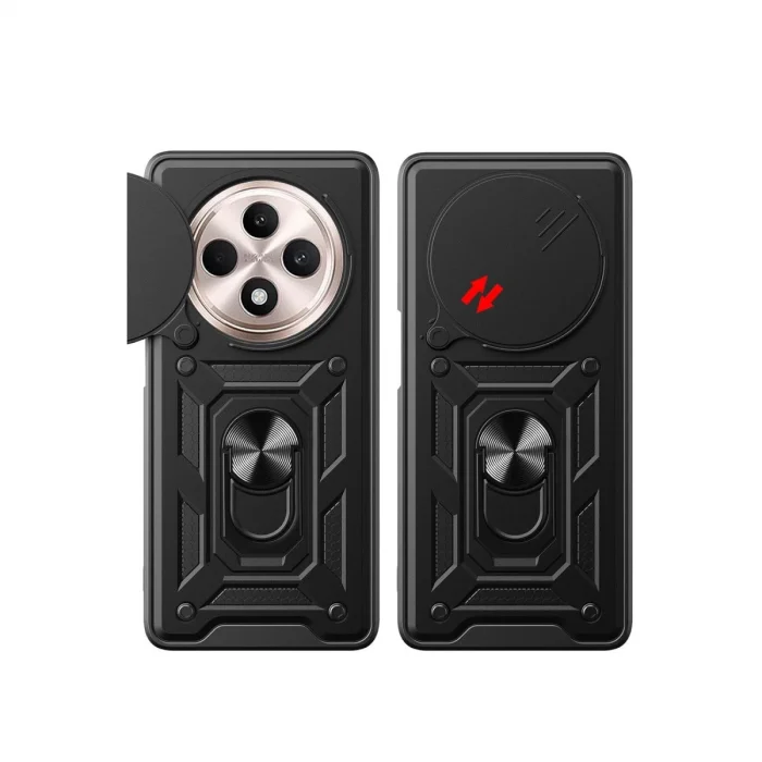 BUĞZ Xiaomi Redmi 14c Kılıf Pars Lens Yüzüklü Silikon - Siyah