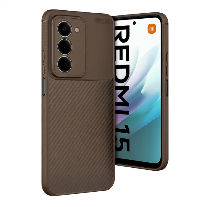 BUĞZ Xiaomi Redmi 15 4g Auto Focus Karbon Kapak - Kahverengi