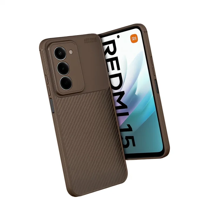 BUĞZ Xiaomi Redmi 15 4g Auto Focus Karbon Kapak - Kahverengi