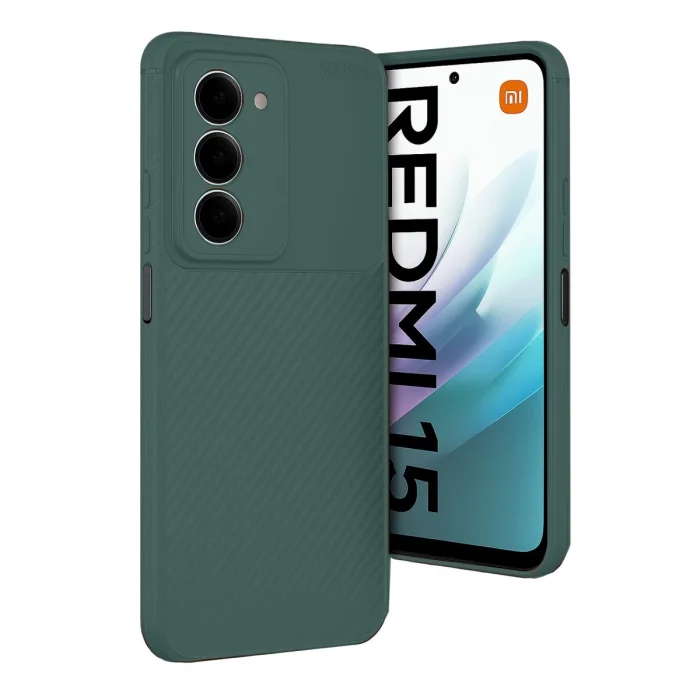 BUĞZ Xiaomi Redmi 15 4g Auto Focus Karbon Kapak - Koyu Yeşil