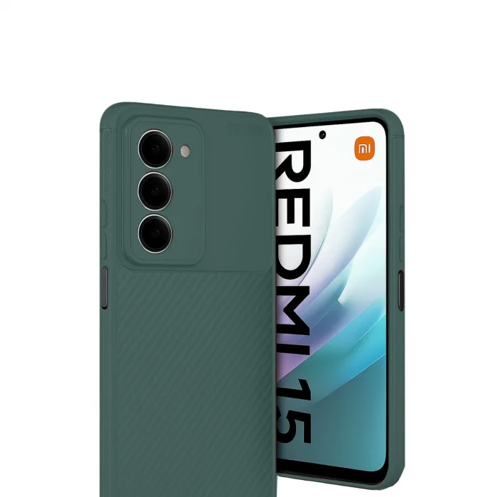 BUĞZ Xiaomi Redmi 15 4g Auto Focus Karbon Kapak - Koyu Yeşil