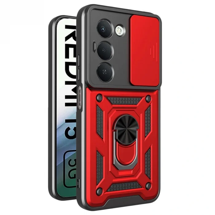 BUĞZ Xiaomi Redmi 15 4g Pars Lens Yüzüklü Silikon - Kırmızı